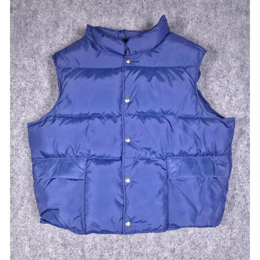 Vintage Woolrich Puffer Vest Mens XL Navy Blue Down Filled Made in USA 80s 90s